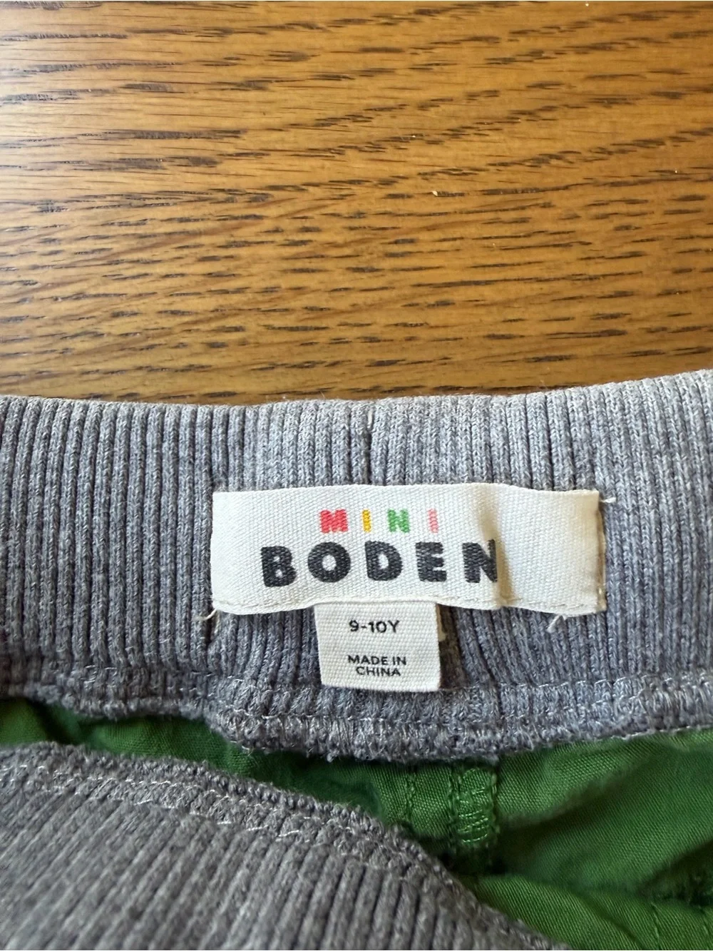 Mini Boden Green Shorts with Blue Patch Pockets